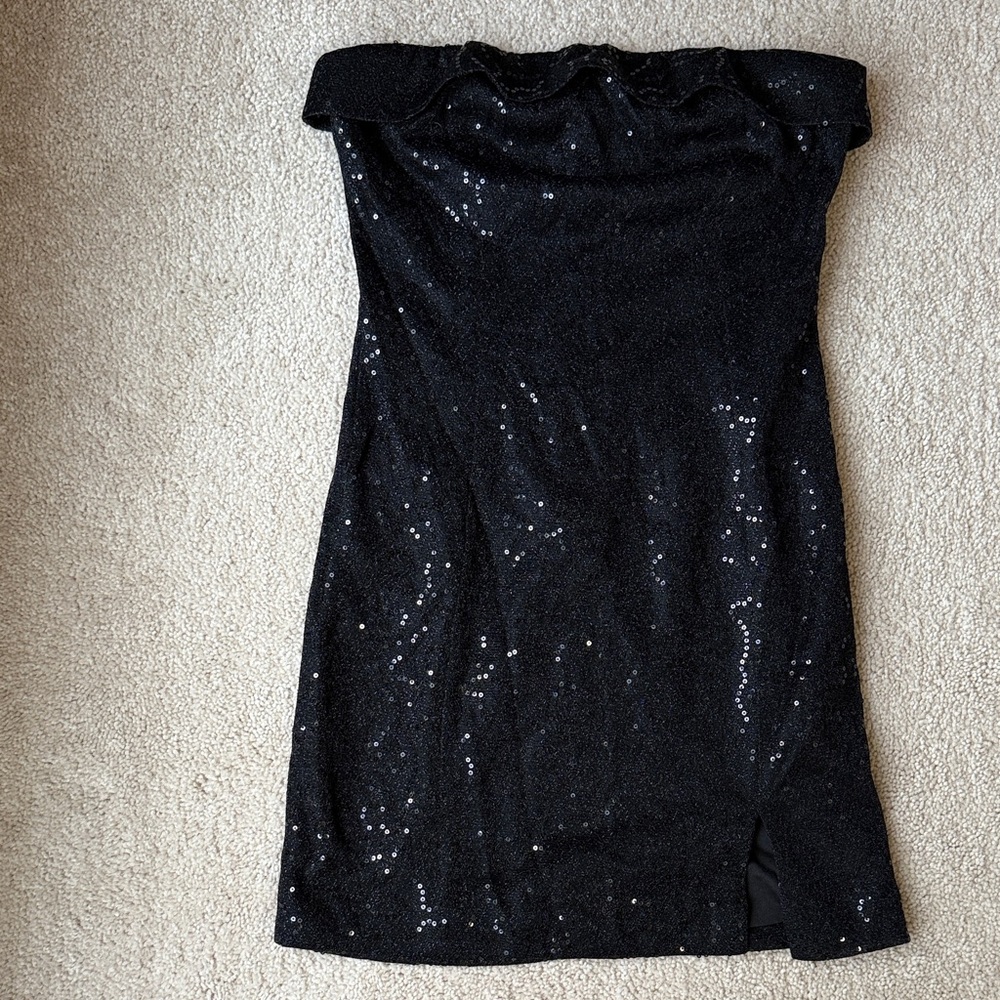 Altar'd State Black Strapless Sequin Dress